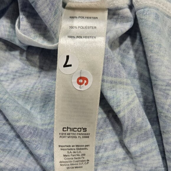 Chico's NWT Sasha Aqua Breeze Zigzag Chevron Beaded Top Beachy Boho - Picture 9 of 9